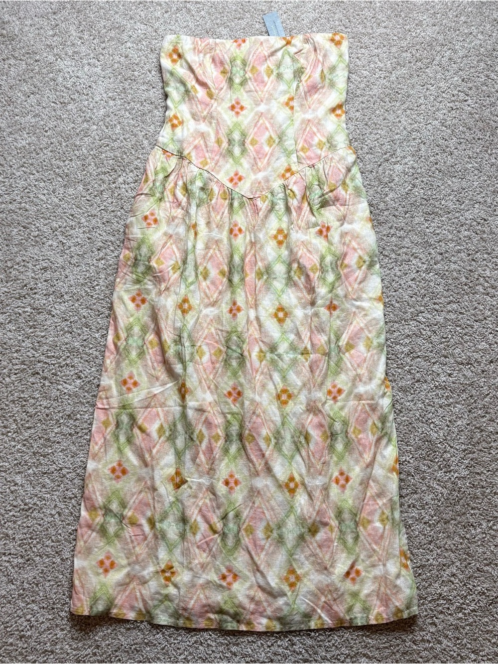 Celandine Linen Blend Strapless Drop Waist Maxi Dress